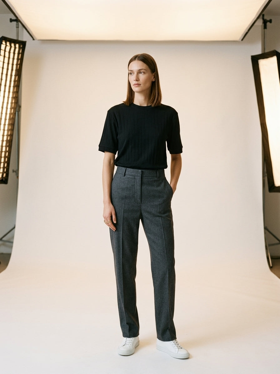 Drop Needle Tee For Women - Black