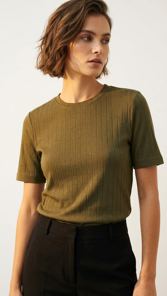 Drop Needle Tee For Women - Olive Green