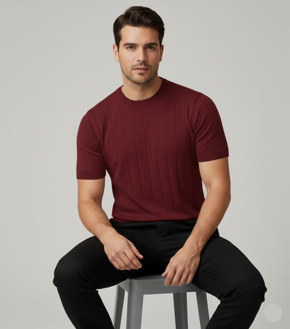 Drop Needle Tee For Men - Maroon