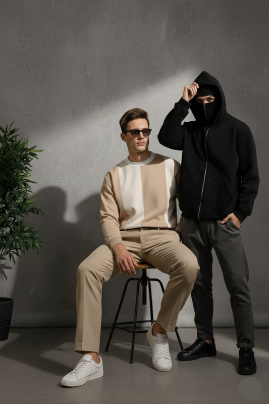 Stylophy 11.11 Sale - Pack Of Balaclava & Panel Sweatshirt - Beige