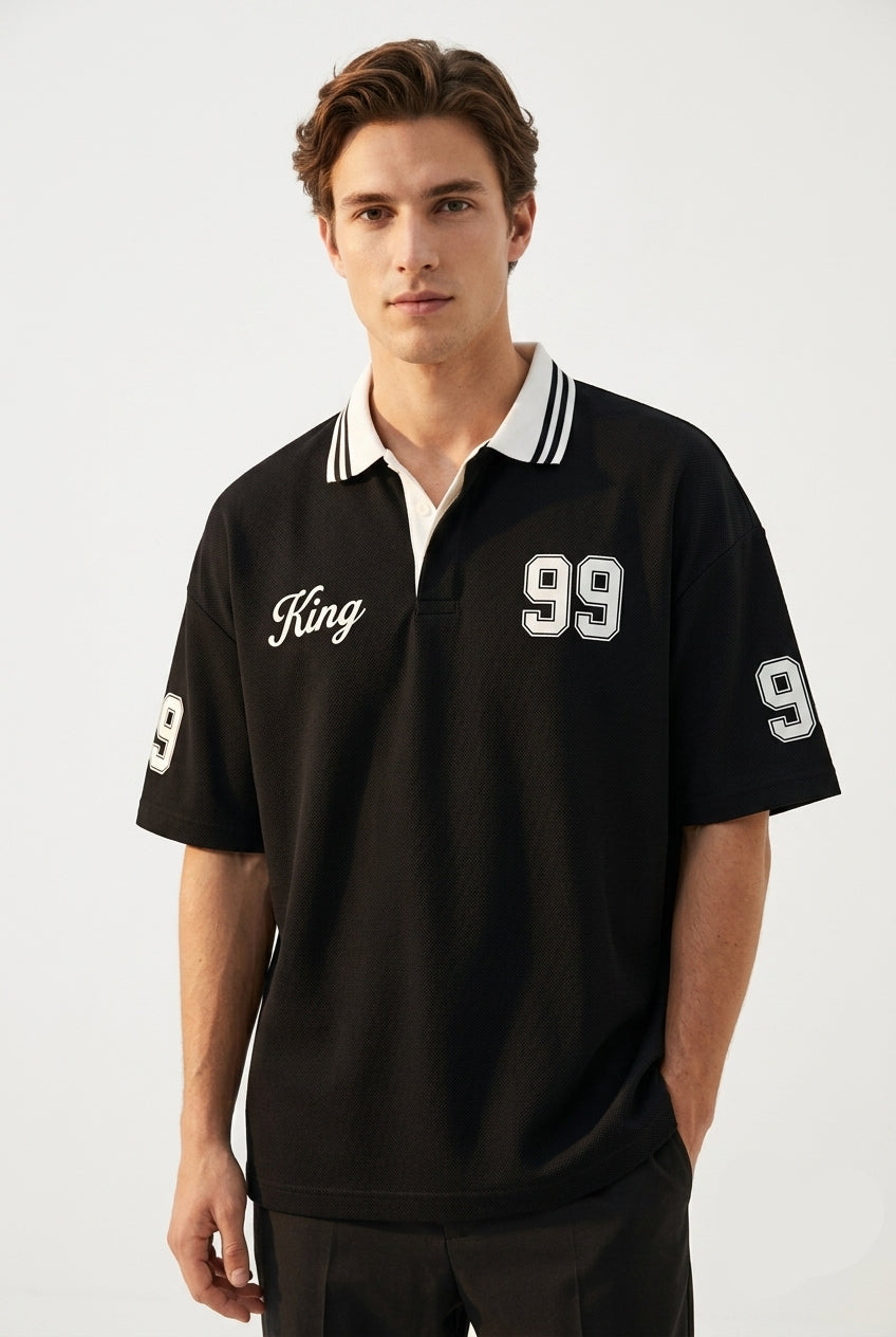 King 99 Varsity Polo - Black