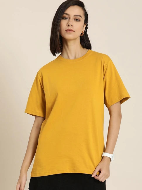 STYLOPHY - Oversized Tee For Women - Mustard