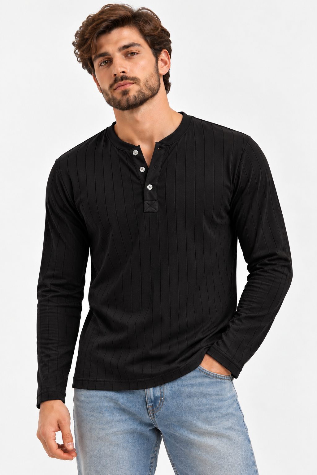 Henley Shirts - Drop Needle - Black