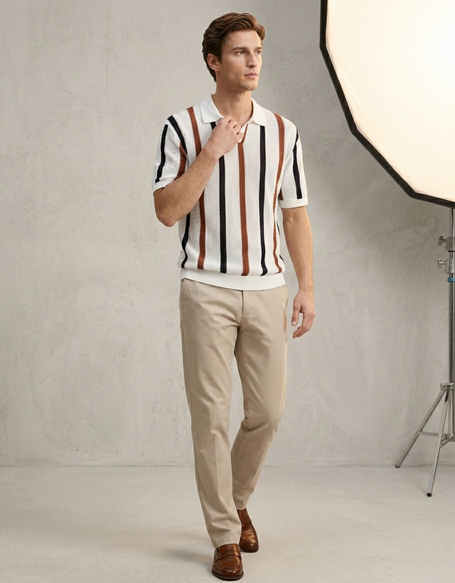 Comfort Stripe Waffle Polo