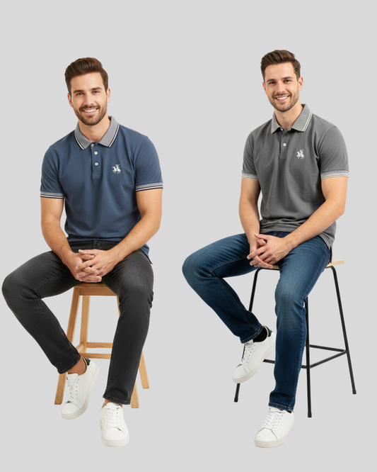 The Ironwood Heritage Polo - PACK OF 2 Navy & Charcoal
