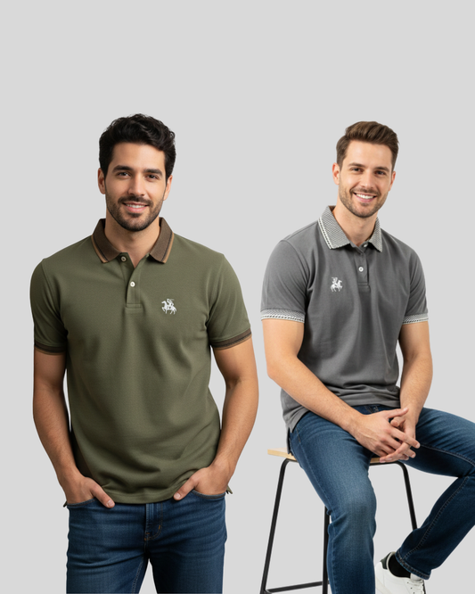 The Ironwood Heritage Polo - PACK OF 2 Charcoal & Olive