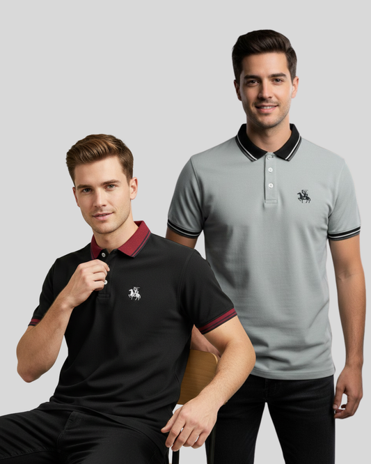 The Ironwood Heritage Polo - PACK OF 2 Black & Gray