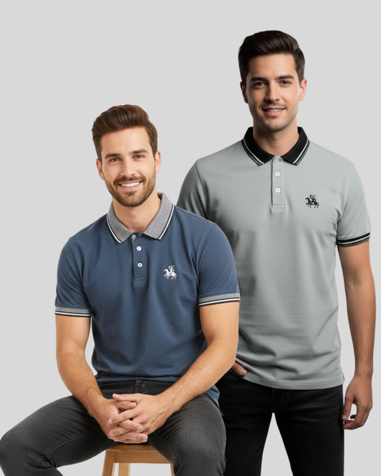 The Ironwood Heritage Polo - PACK OF 2 Navy & Grey