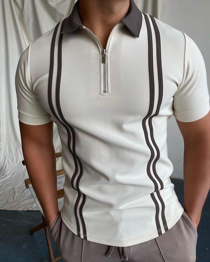 Stylophy - White Polo With Black Stripes