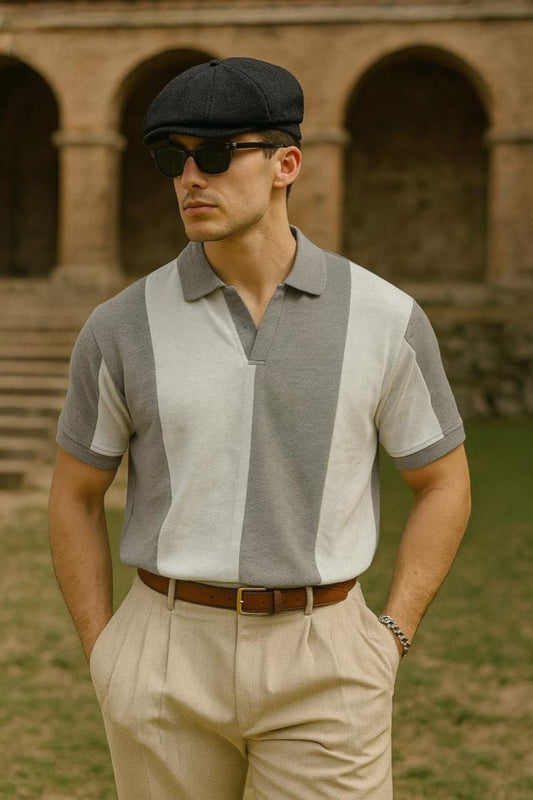 Vintage Riviera Polo - Grey & White