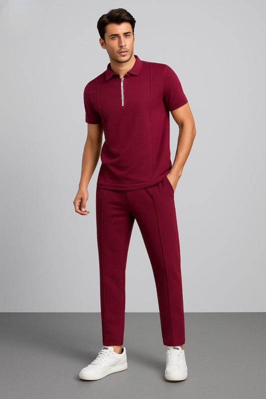 STYLOPHY - Crimson Zip Tracksuit For Men