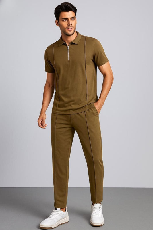 STYLOPHY - SculptFit Olive Duo Tracksuit For Men