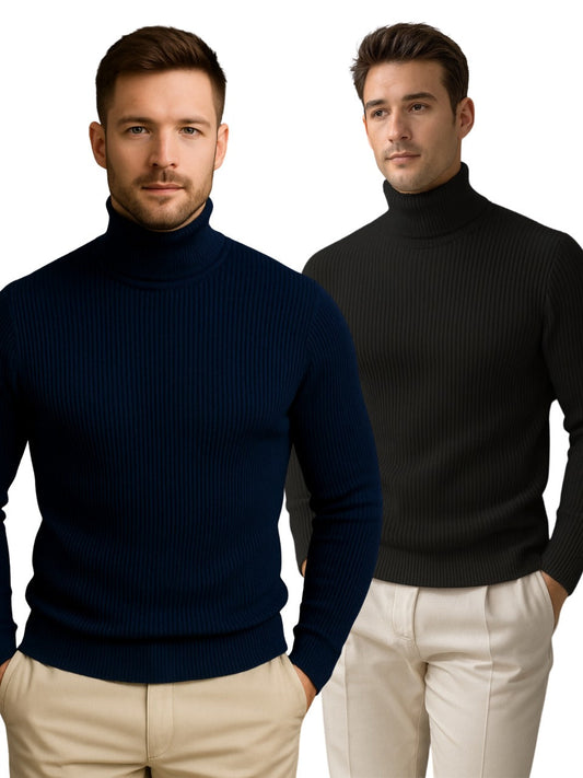 Stylophy - 11.11 Sale Premium High Neck For Men - Po2 - NavyBlue & Black