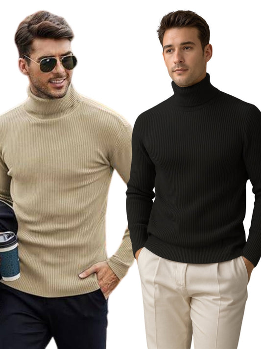 Stylophy - 11.11 Sale Premium High Neck For Men - Po2 - Beige & Black