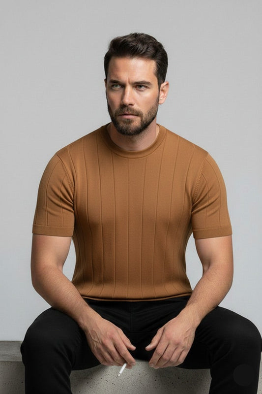 Drop Needle Tee For Men - Brown