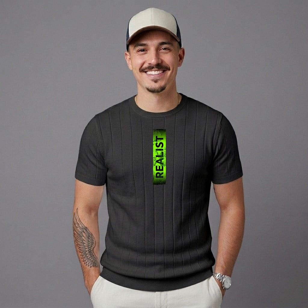 Realist  Print Drop Needle Tee - Black