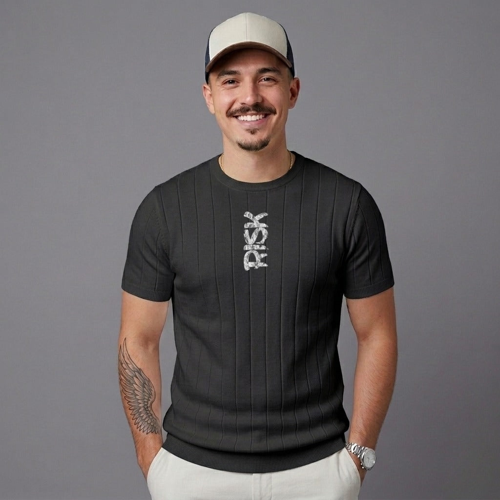 Risk Print Drop Needle Tee - Black