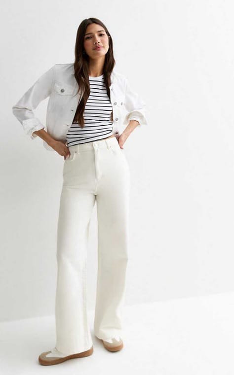 STYLOPHY - PREMIUM Quality Stretch Wide Leg Jeans - White