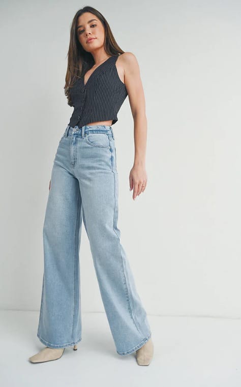 Stretchable Wide Leg Jeans For Women