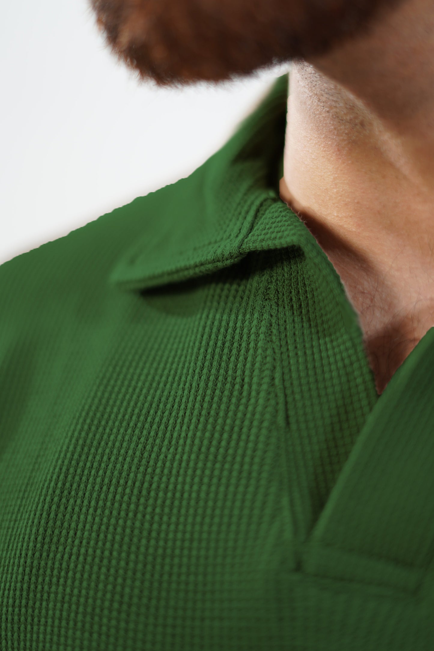 STYLOPHY - Premium Waffle Knitted Polo - Olive Green