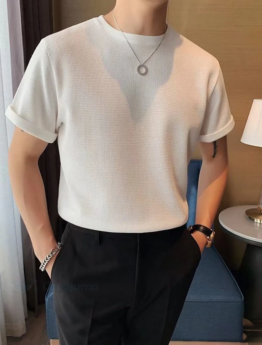 STYLOPHY INDEPENDENCE DAY SALE - Waffle Knitted Tshirt - White