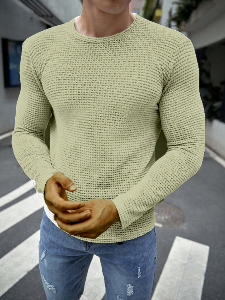 STYLOPHY - Premium Full Sleeves Waffle Knit Tee For Men - Beige