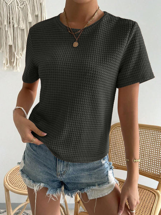 STYLOPHY - INDEPENDENCE DAY SALE - Waffle Knitted Tee - Charcoal