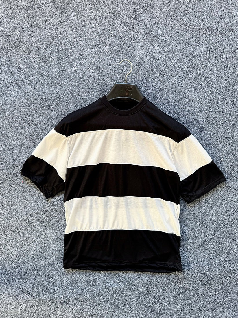 STYLOPHY - Premium Panel Dropshoulder Tee For Men - Black