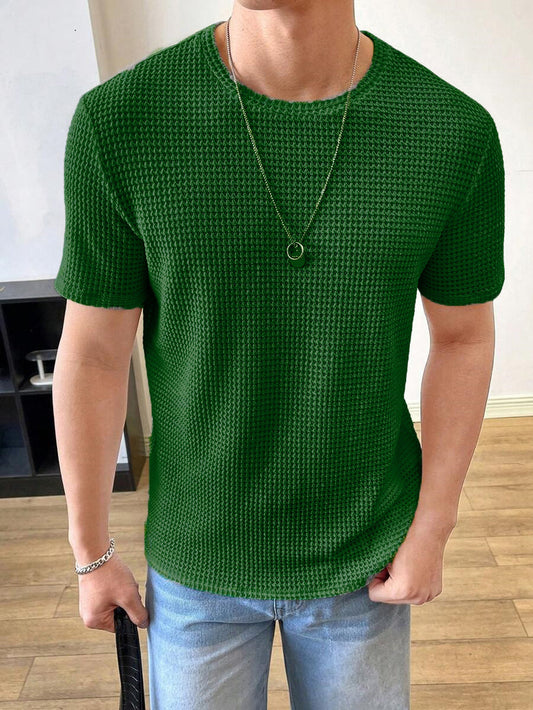 STYLOPHY INDEPENDENCE DAY SALE - Waffle Knitted Tshirt - Green